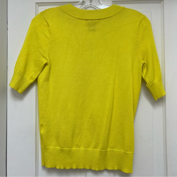 DKNY Fine Knit V-neck Top Citrus Yellow XS-S - Picture 3 of 7